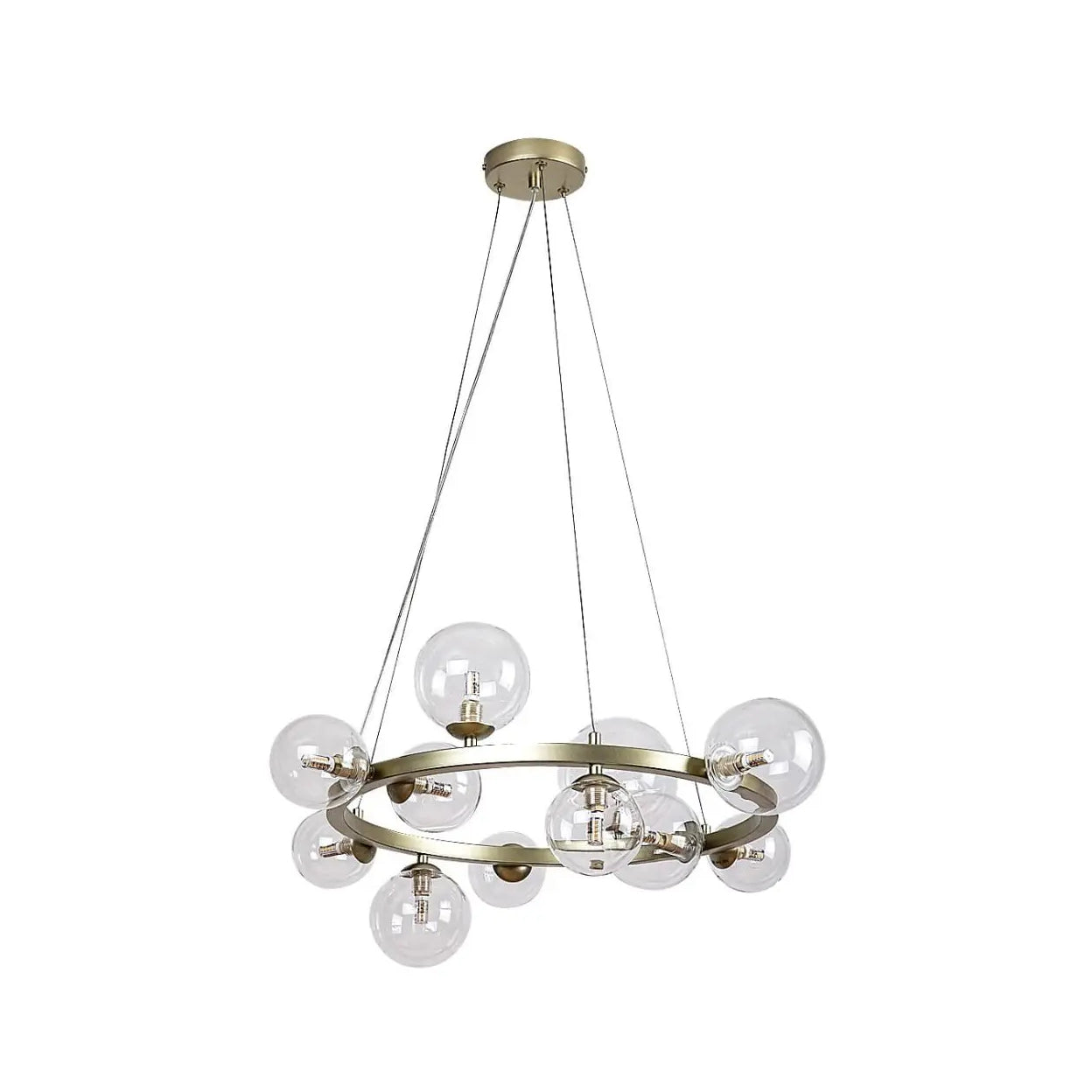 Candeeiro teto Aslov dourado e vidro Ø50 cm