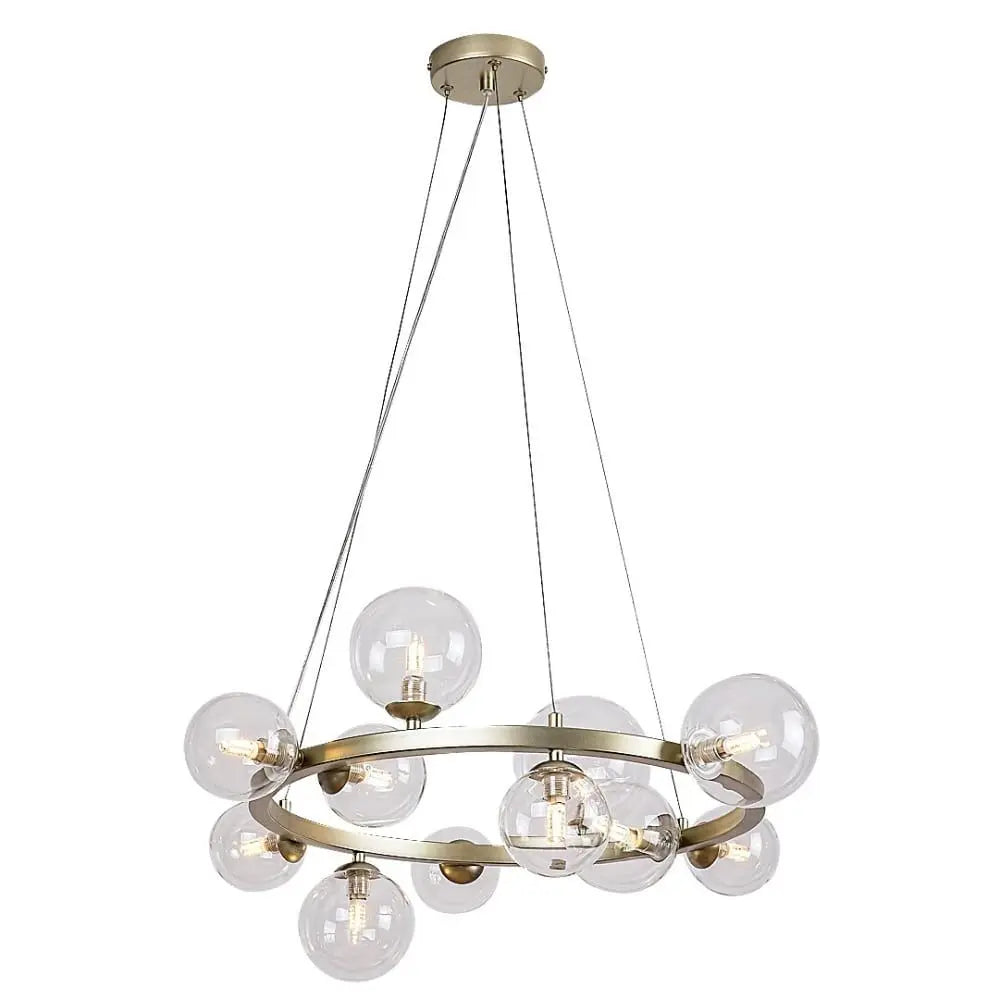 Candeeiro teto Aslov dourado e vidro Ø50 cm