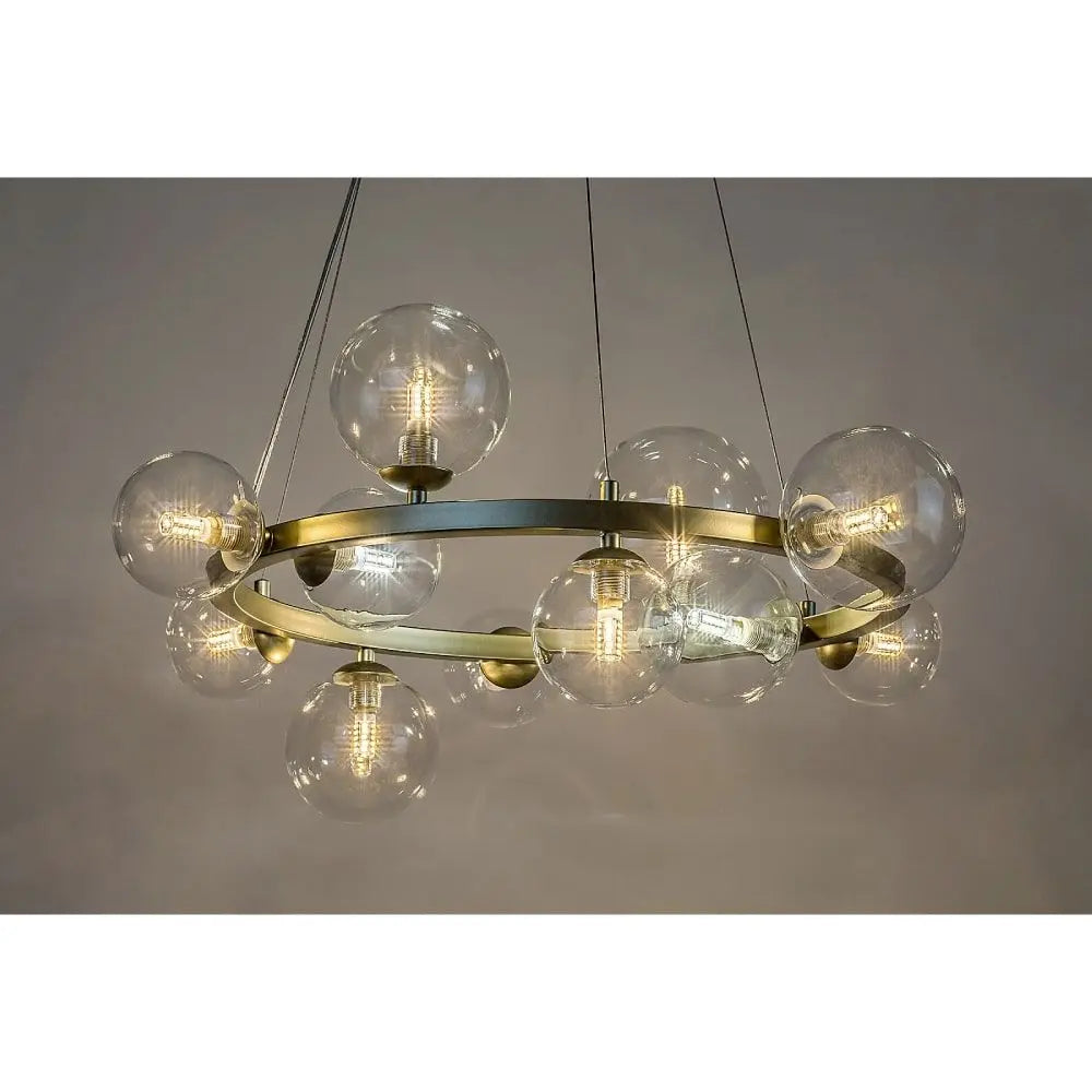 Candeeiro teto Aslov dourado e vidro Ø50 cm