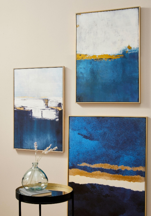 Quadro Sea azul e dourado 94x67cm