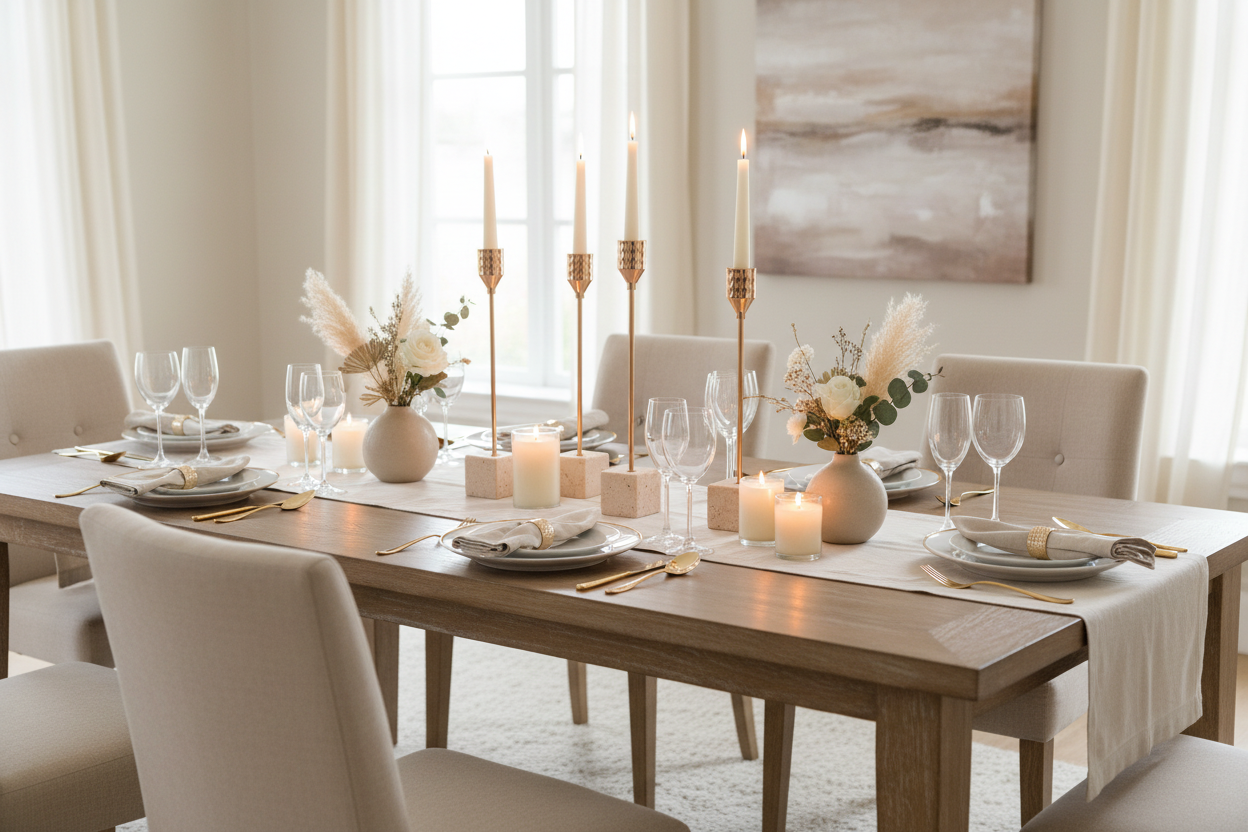 Castiçais Leo em ambiente bege e branco