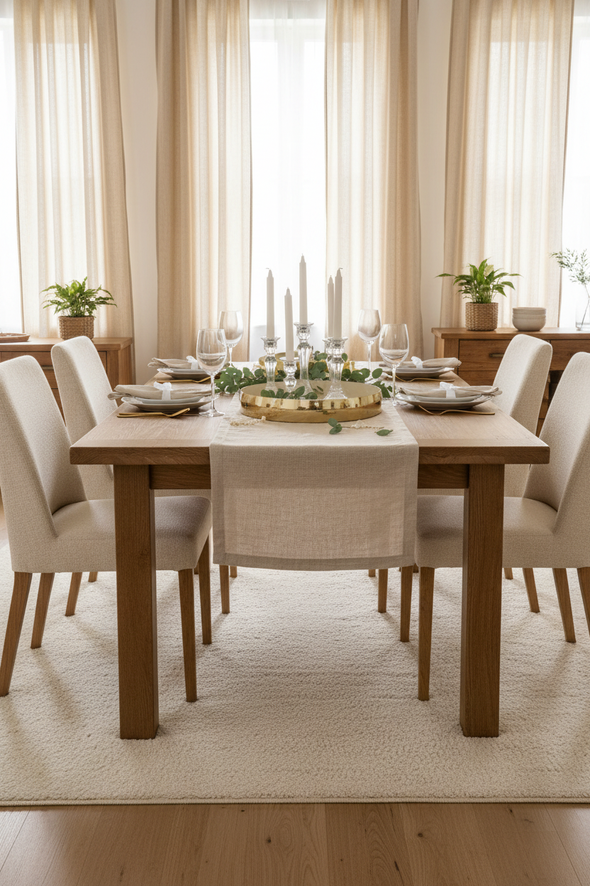 Centro de mesa dourado com castiçais dentro