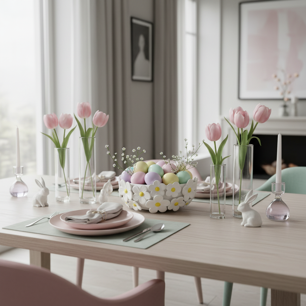 Centro de mesa em ambiente moderno