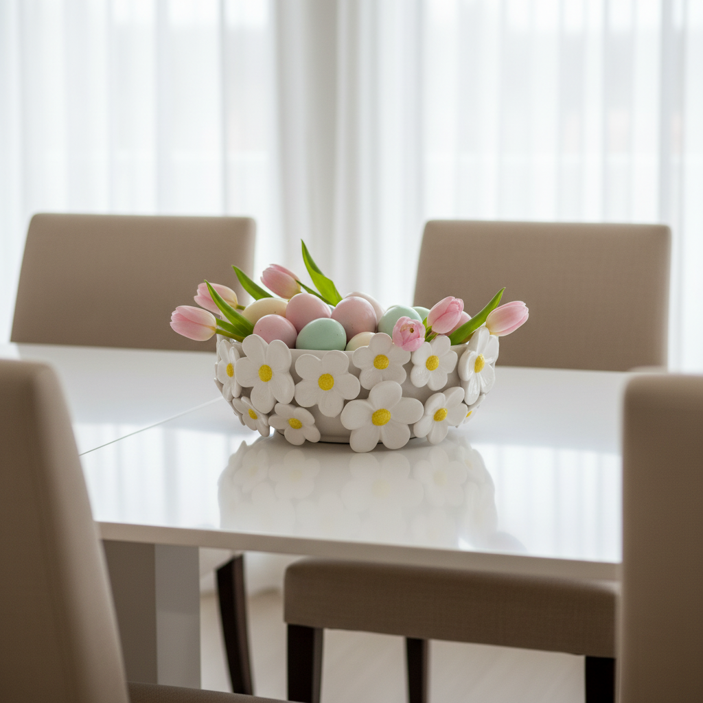 Centro de mesa em sala de jantar elegante