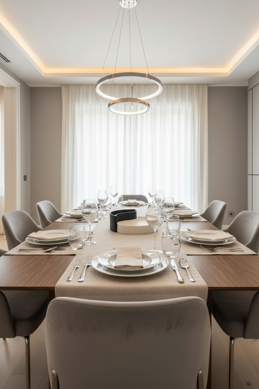 Centro de mesa moderno em tamanho equilibrado