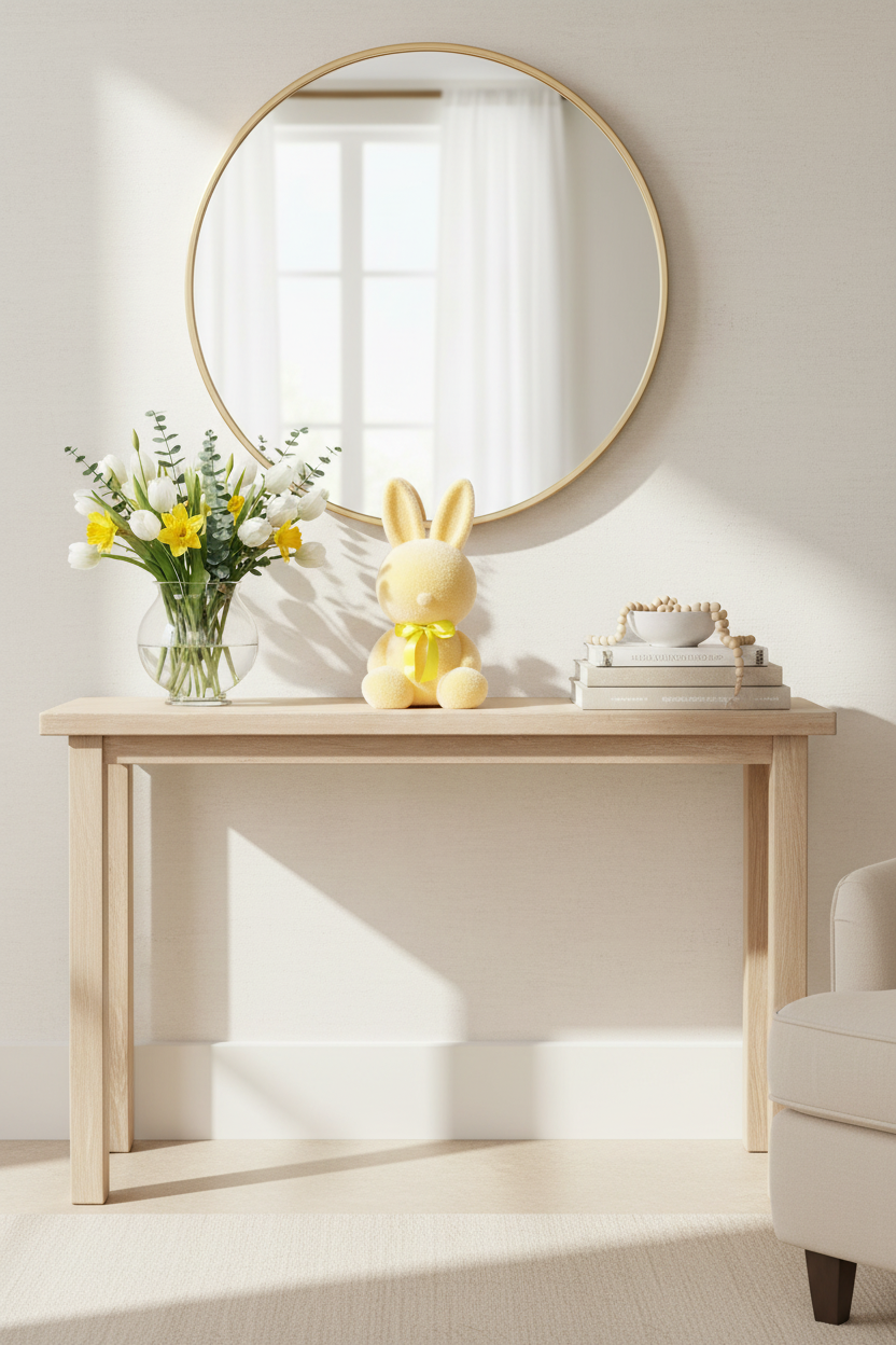 Coelho amarelo em consola