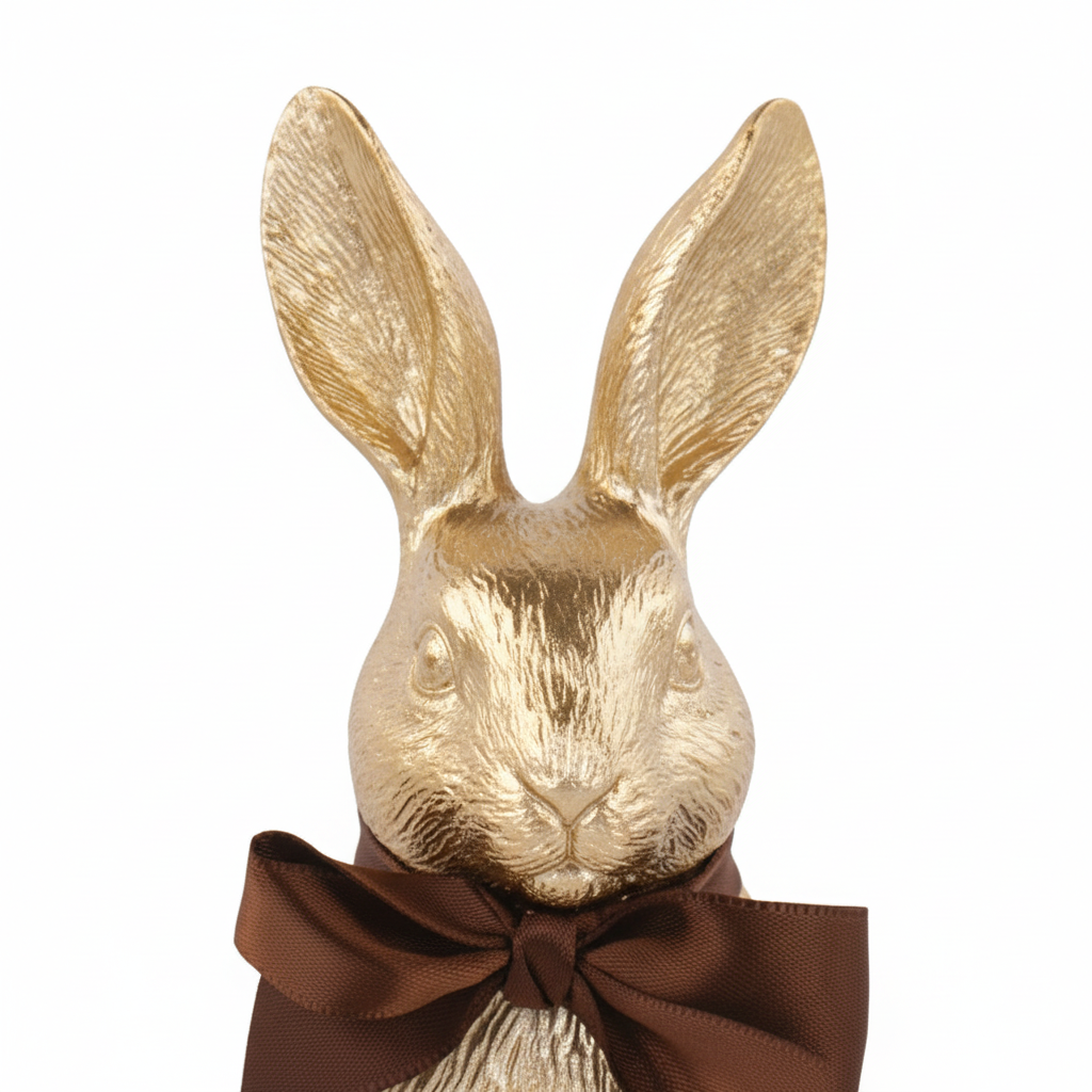 Detalhe da cara do coelhinho dourado