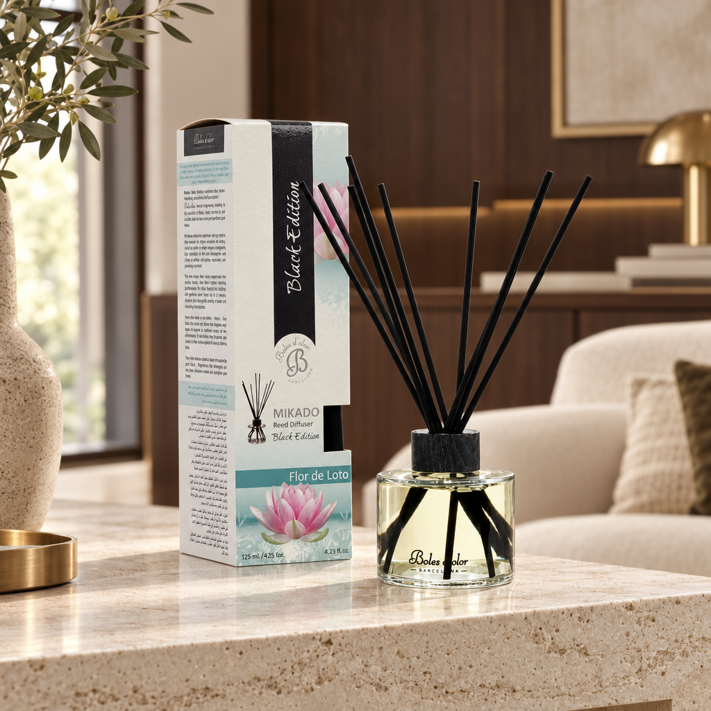 Difusor Mikado Flor de Loto num ambiente sofisticado