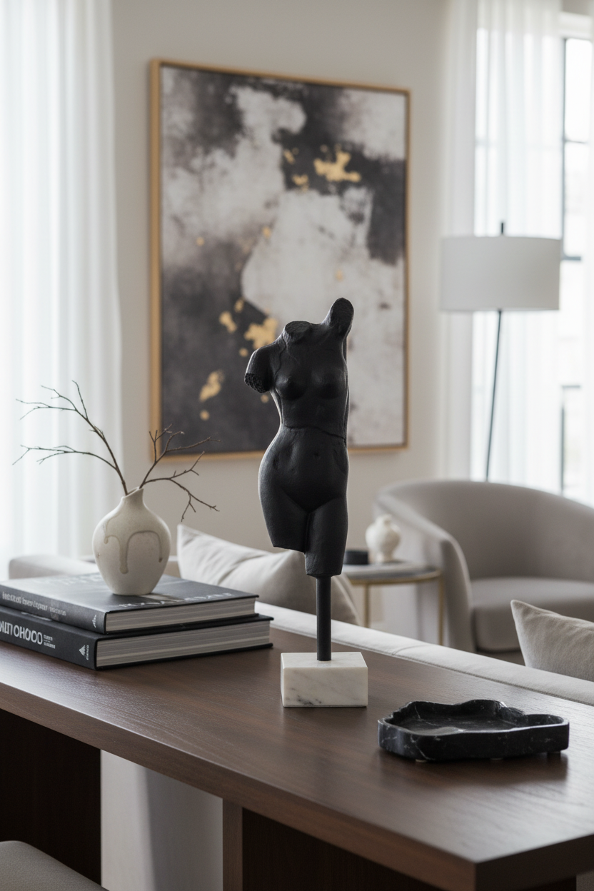 Escultura de silhueta feminina - vista próxima