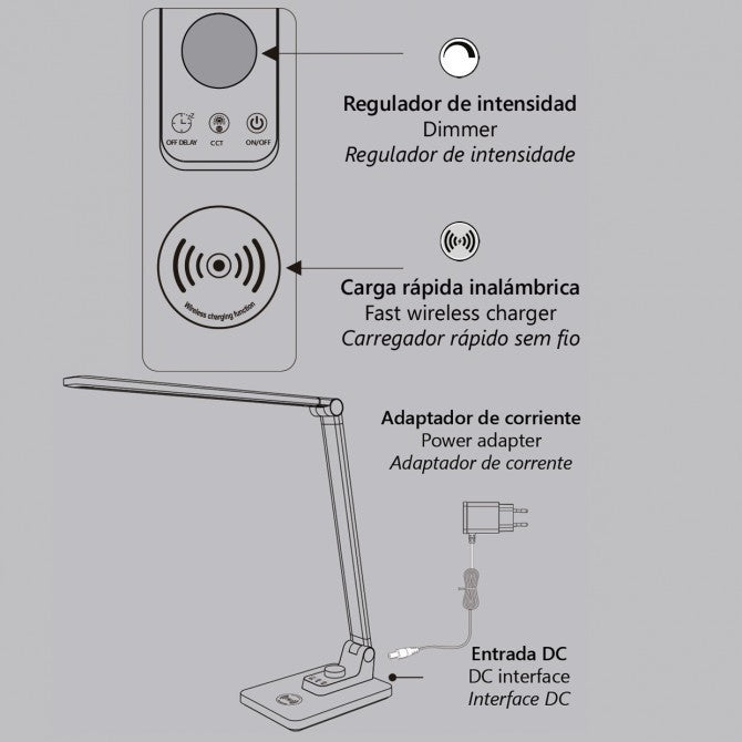 Candeeiro de secretária Flexo Nelson prateado