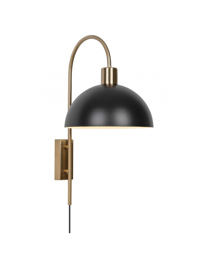 Schwarze und goldene Wandlampe Guillen mit Fassung