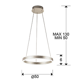 Candeeiro teto Helia folha de prata ø50cm