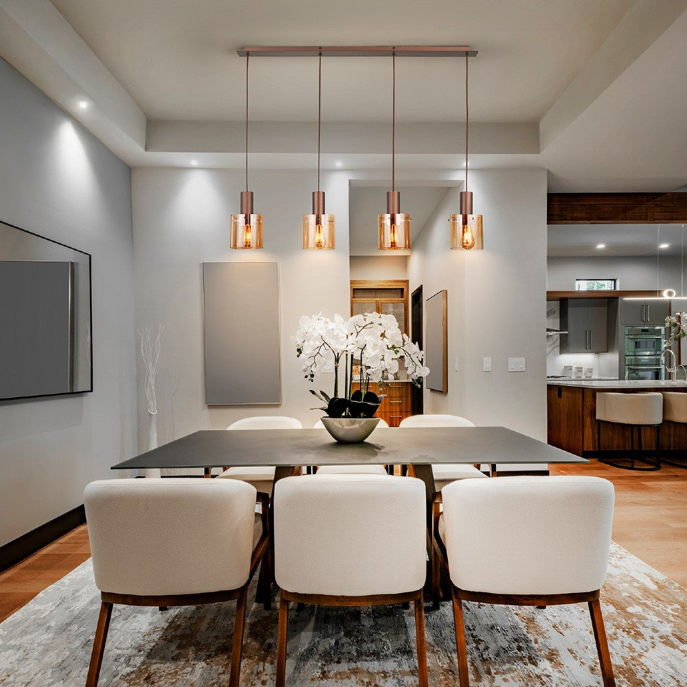 Candeeiro teto Venize cobre âmbar 4L