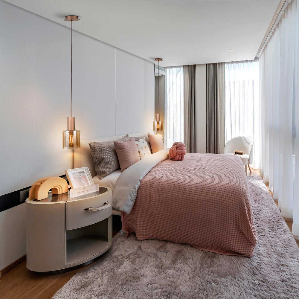 Candeeiro teto Venize 1L cobre âmbar