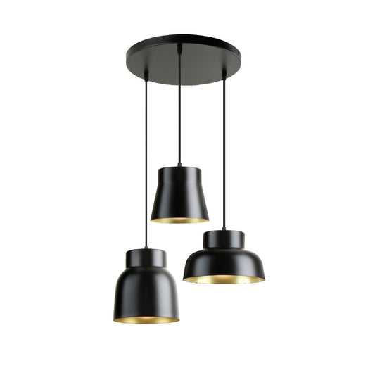 Candeeiro Suspenso Vulcano preto e dourado 3L