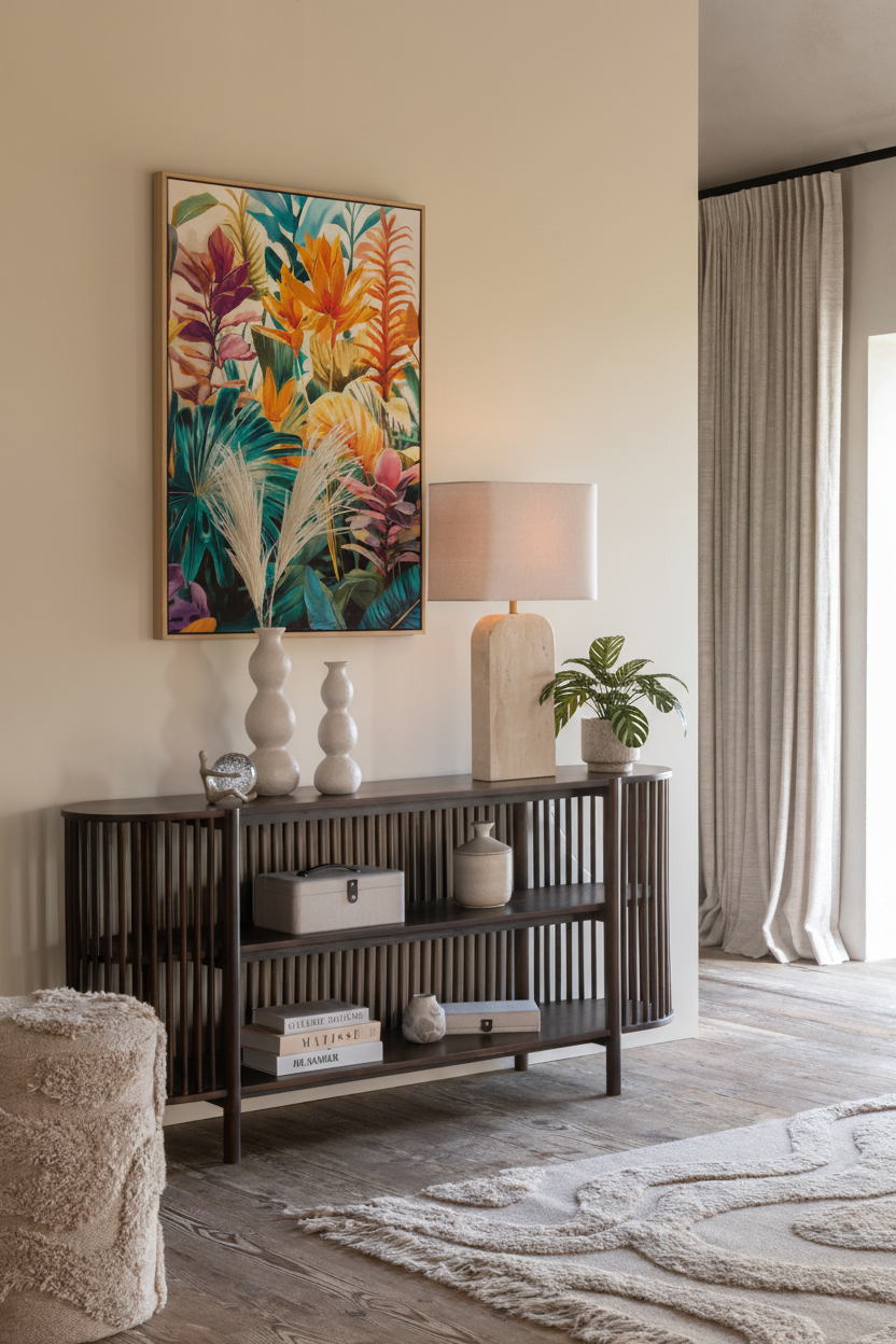 Interior com quadro tropical