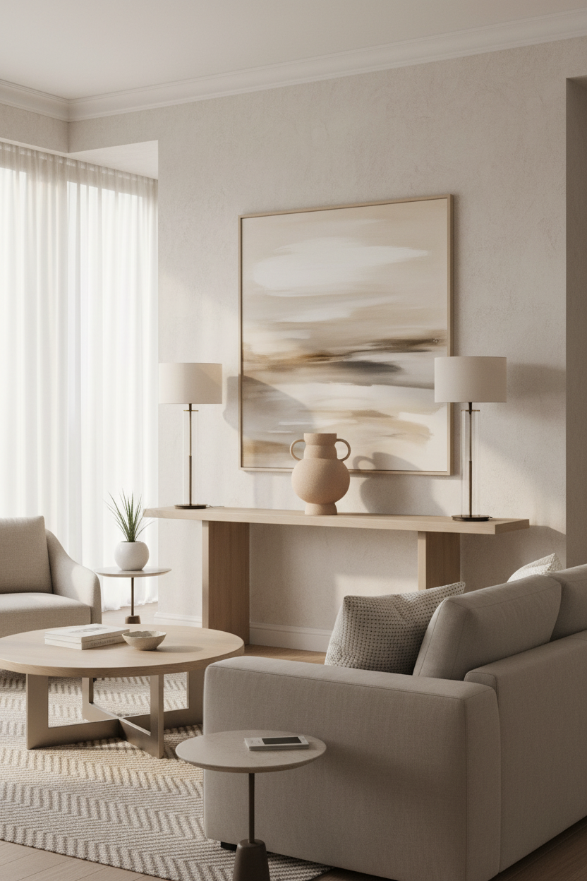 Jarra bege com duas asas em ambiente elegante