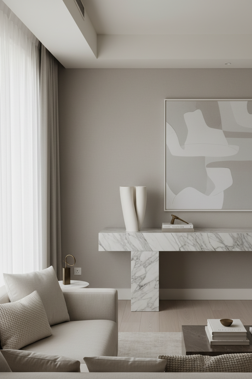 Jarra branca escultural em ambiente luxuoso