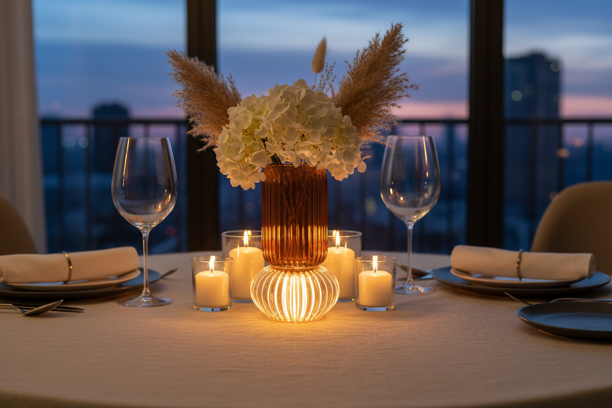 Jarra café LED como centro de mesa