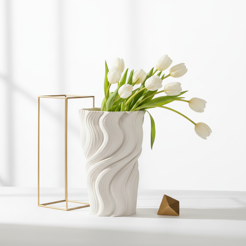 Jarra com tulipas e detalhes dourados