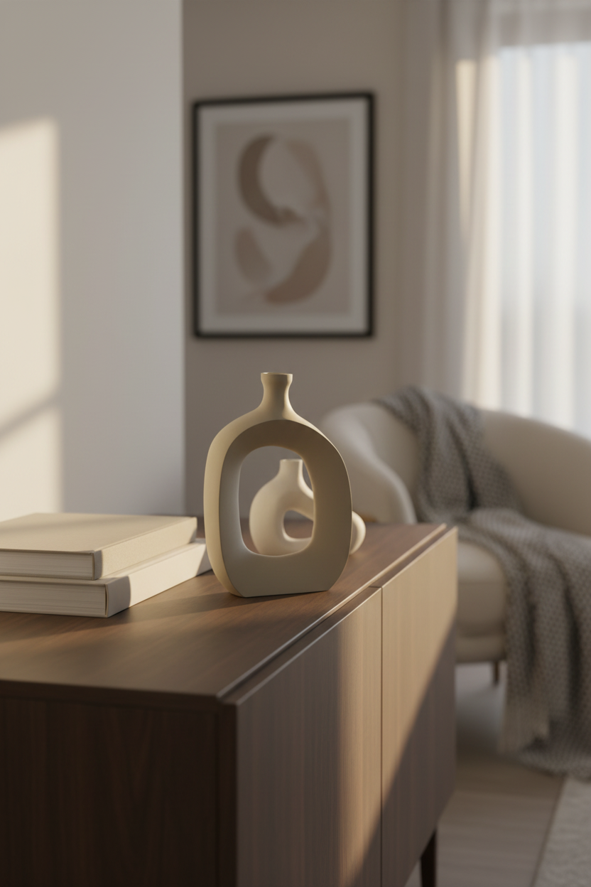 Jarra orgânica bege - vista próxima