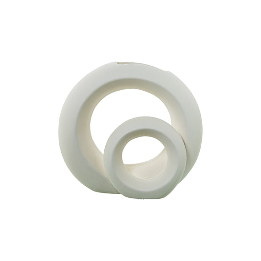 Jarra cerâmica creme com dois anéis
