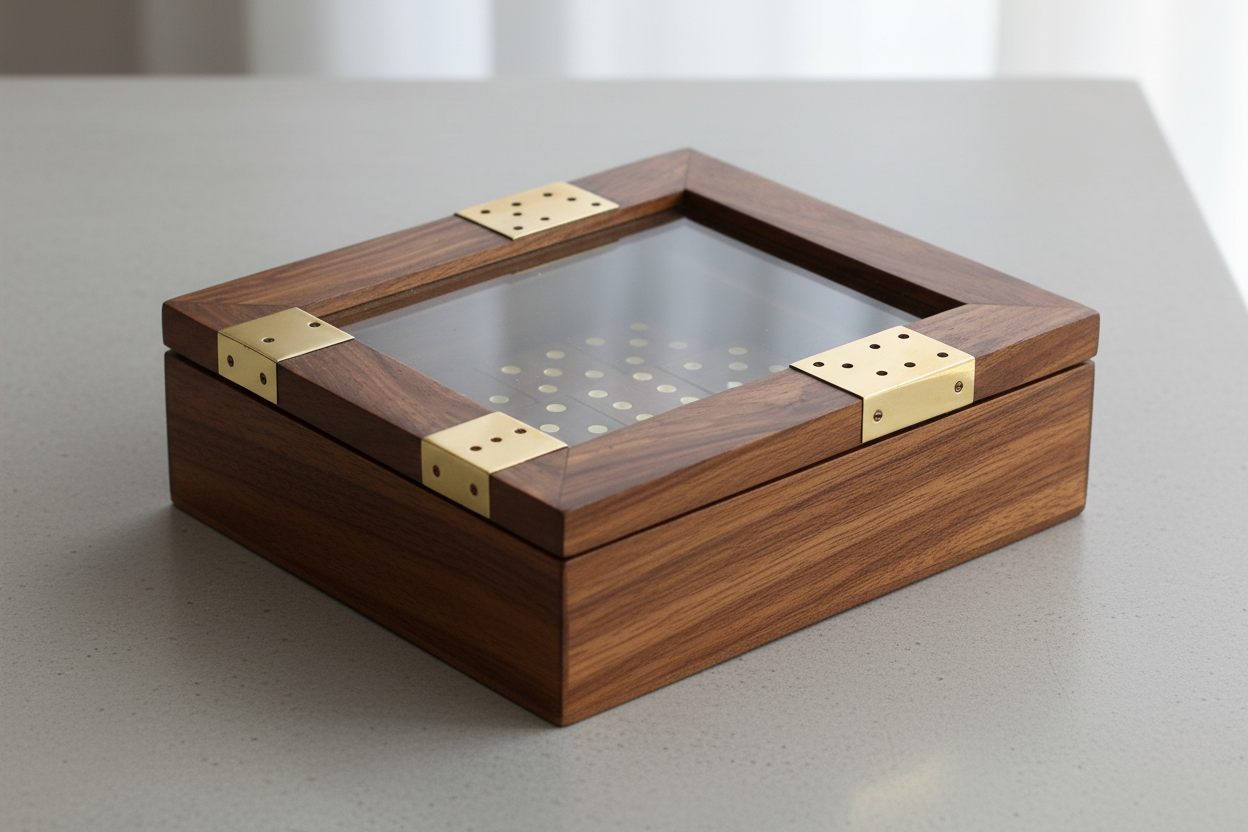 Jogo de cartas em madeira - close-up discreto