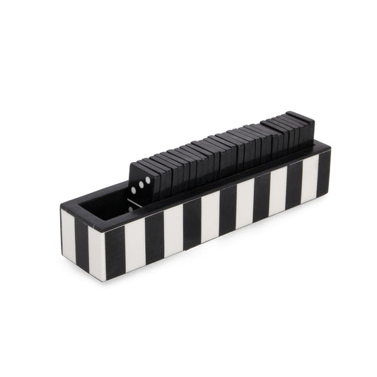 Jogo dominó riscas preto e branco