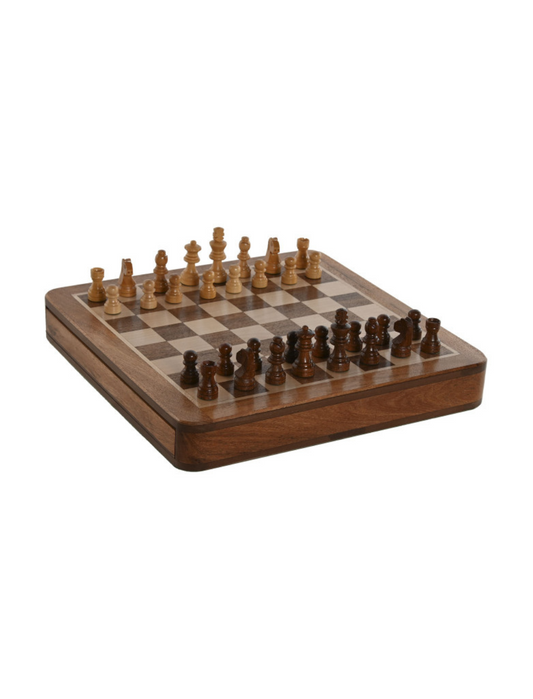 Schwarze Schach- und Kartenspielbox