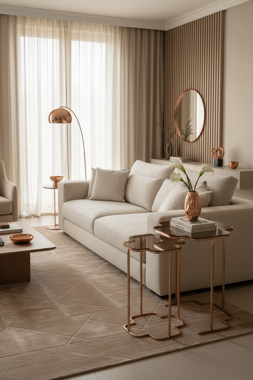 Mesas de apoio em cobre - formato vertical