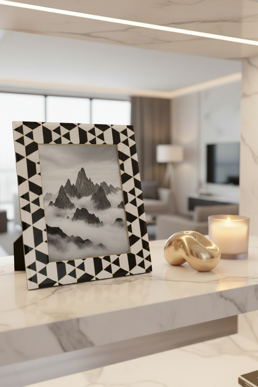 Moldura Geo com paisagem em ambiente