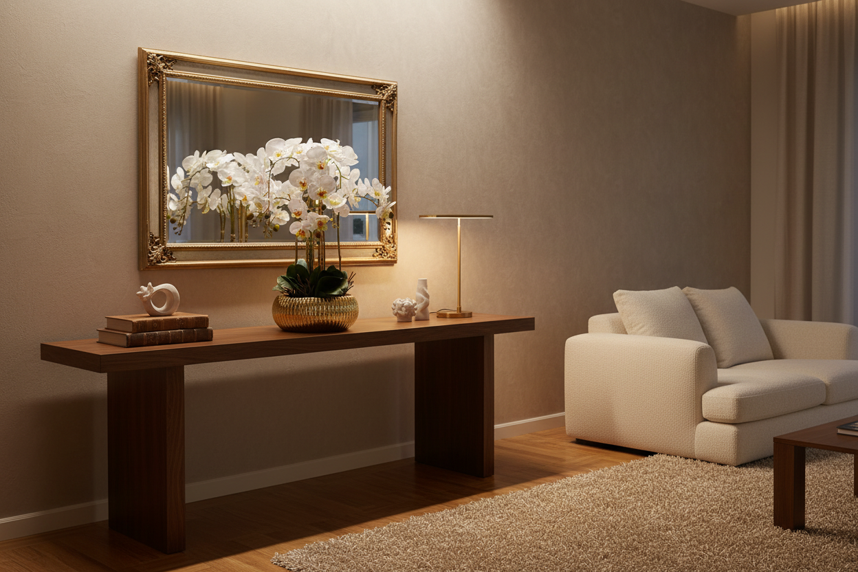 Orquídea Real Touch em sala de estar