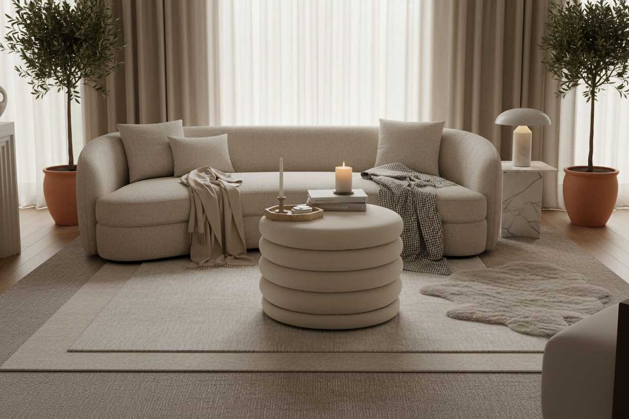 Puf Mich como mesa de centro em sala de luxo