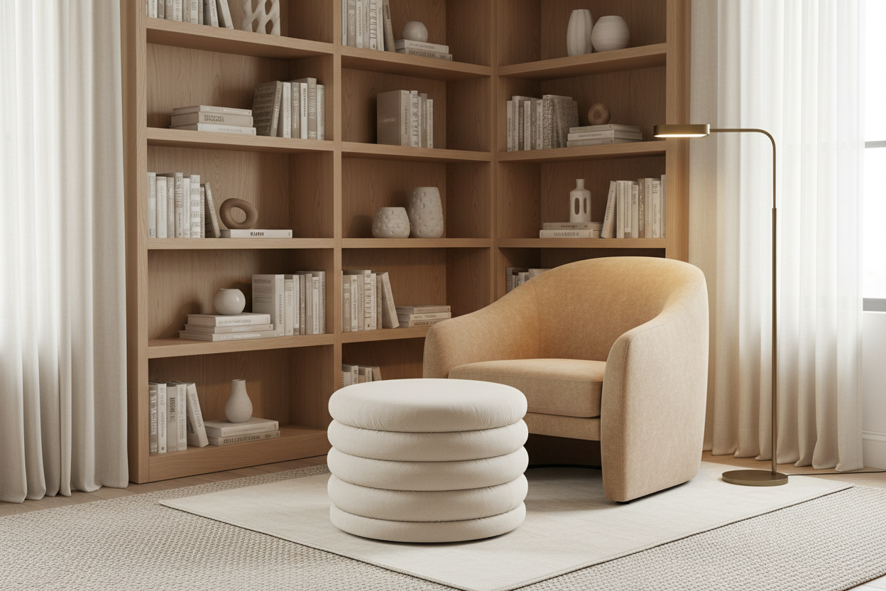 Puf Mich em canto de leitura elegante