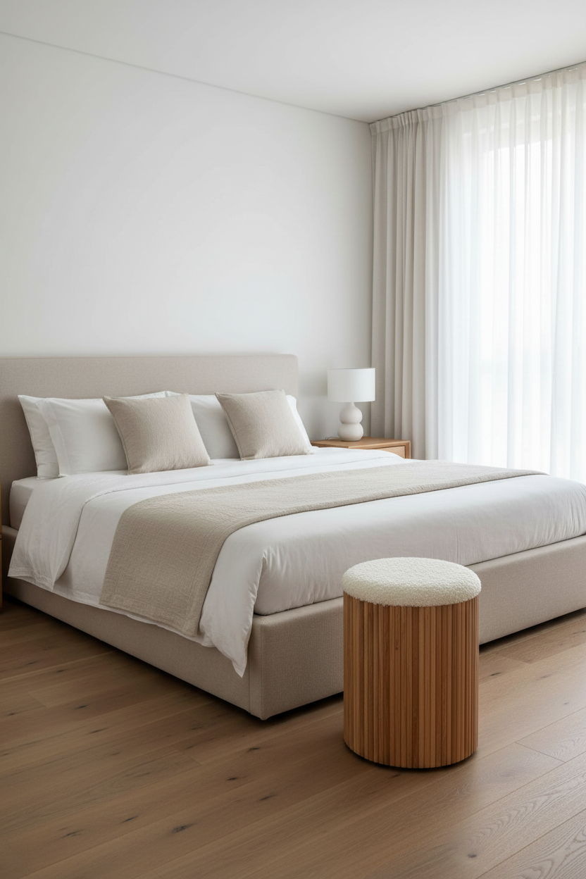 Pufe aos pés da cama