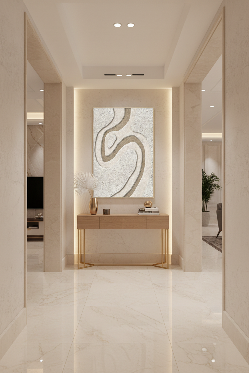 Quadro texturizado em corredor