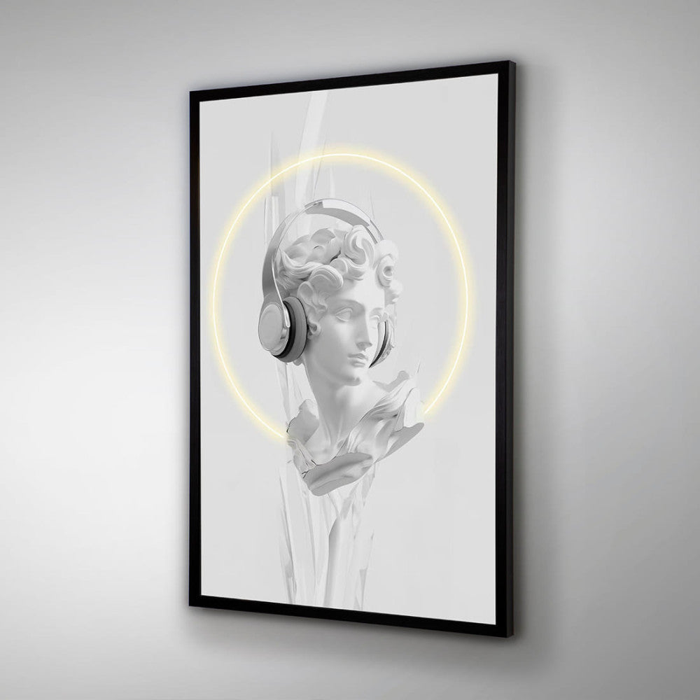 Quadro Busto Branco com Luz LED 120×80 cm