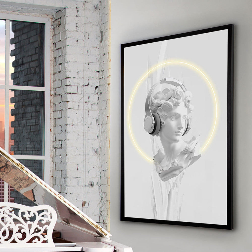 Quadro Busto Branco com Luz LED 120×80 cm