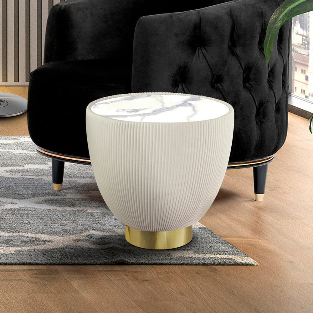 Mesa de apoio Candy branco e dourado