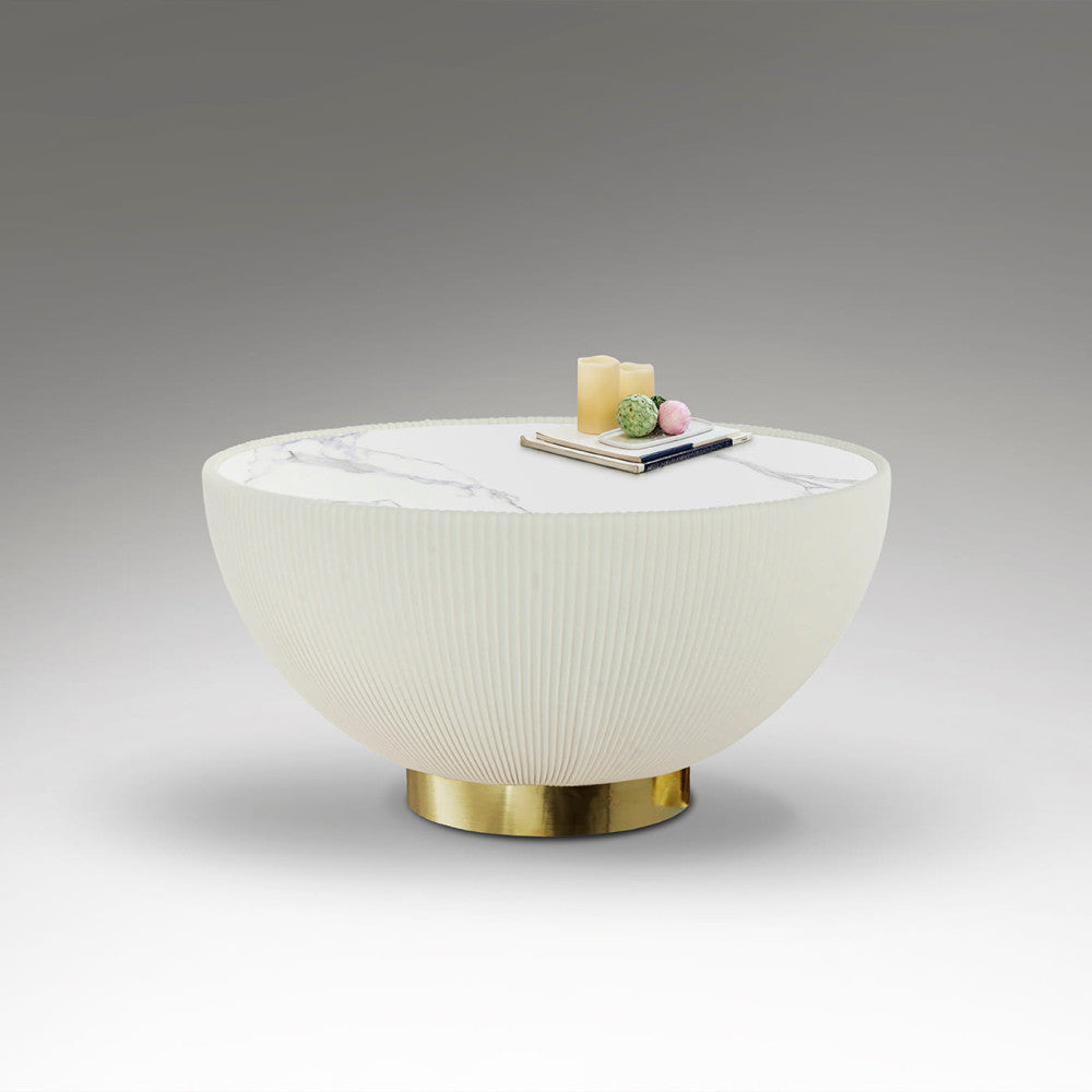 Mesa de centro Candy branco e dourado