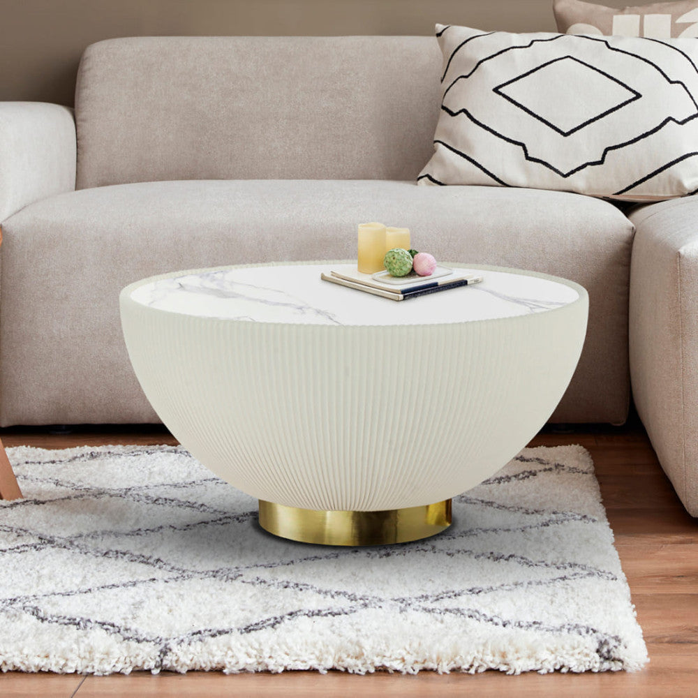 Mesa de centro Candy branco e dourado