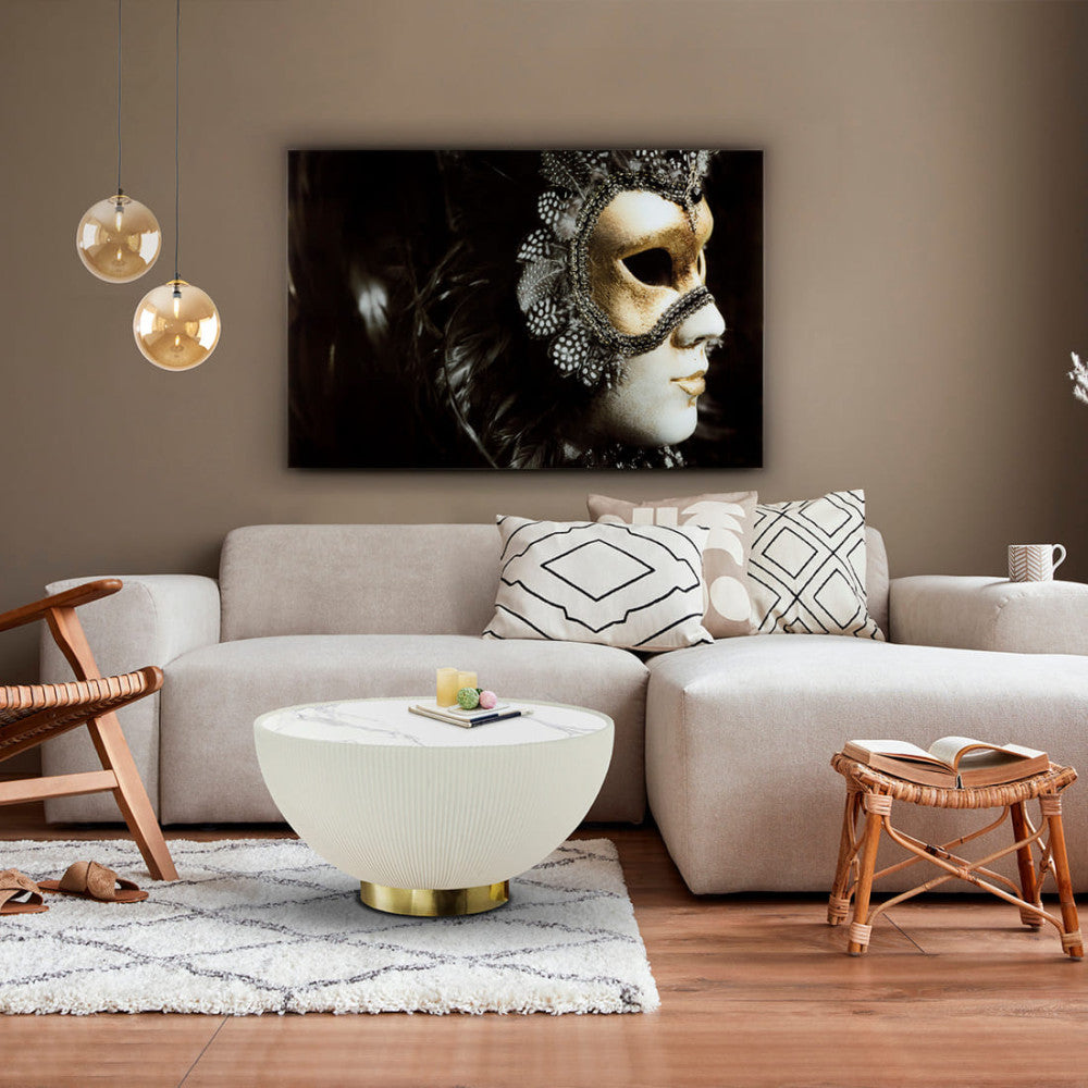 Mesa de centro Candy branco e dourado