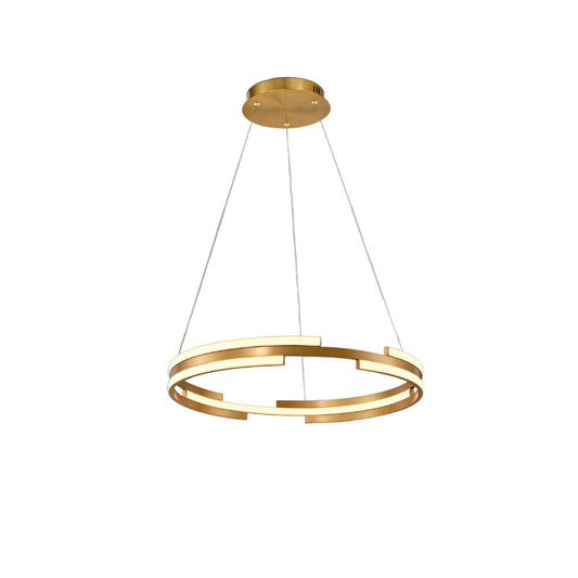 Candeeiro teto Ciclos dourado com luz LED integrada.