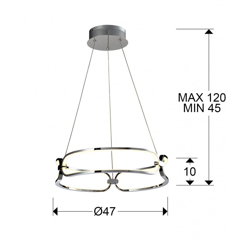 Candeeiro teto Colette cromado Ø47cm