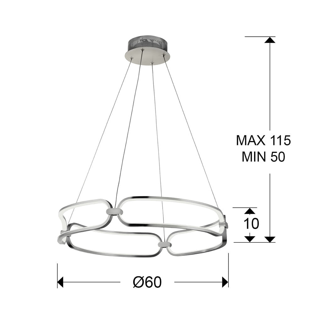 Candeeiro teto Colette cromado Ø60cm