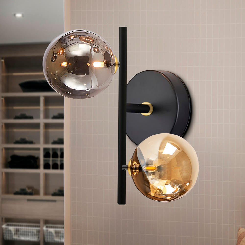 Candeeiro de parede Dark 2L preto âmbar