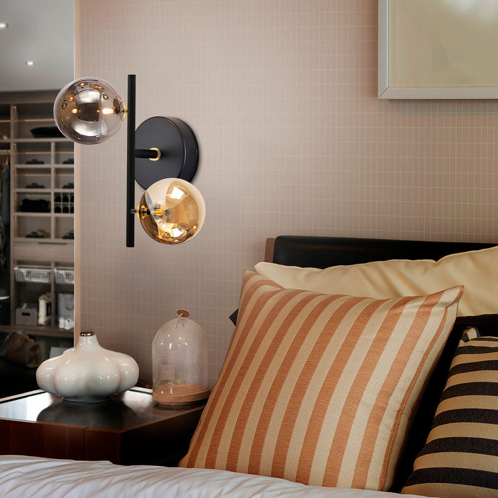 Candeeiro de parede Dark 2L preto âmbar