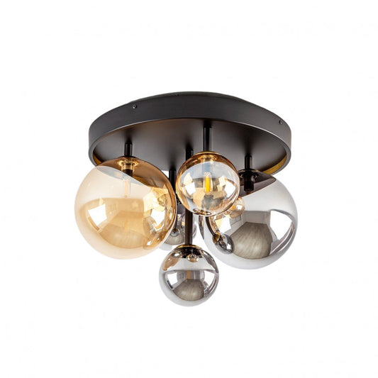 Candeeiro de teto plafon Dark âmbar e preto