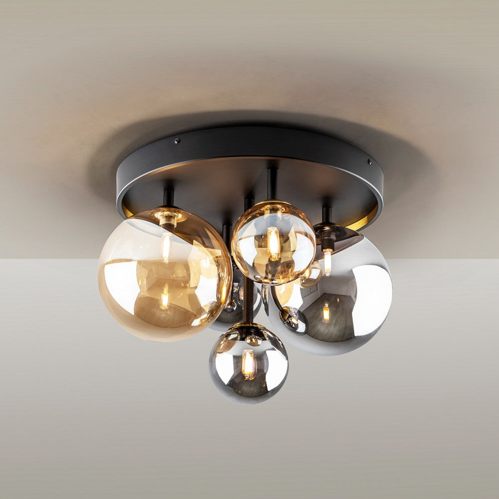 Candeeiro de teto plafon Dark âmbar e preto