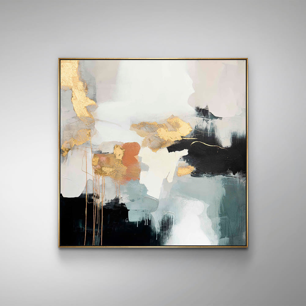 Quadro Expresion em Acrílico com Detalhes Dourados 100x100 cm